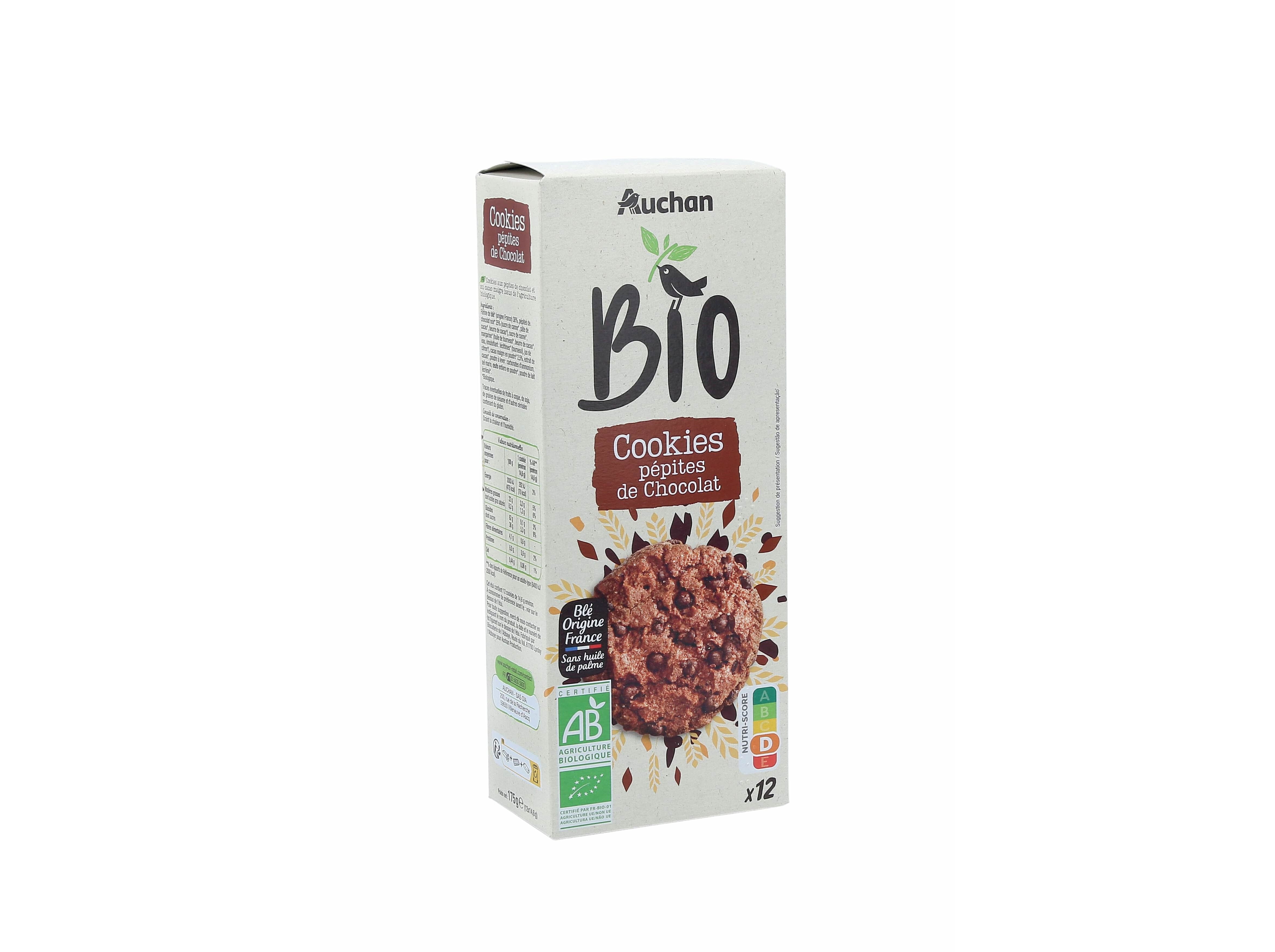 BOLACHA AUCHAN BIO COOKIES COM PEPITAS DE CHOCOLATE 175G image number 0