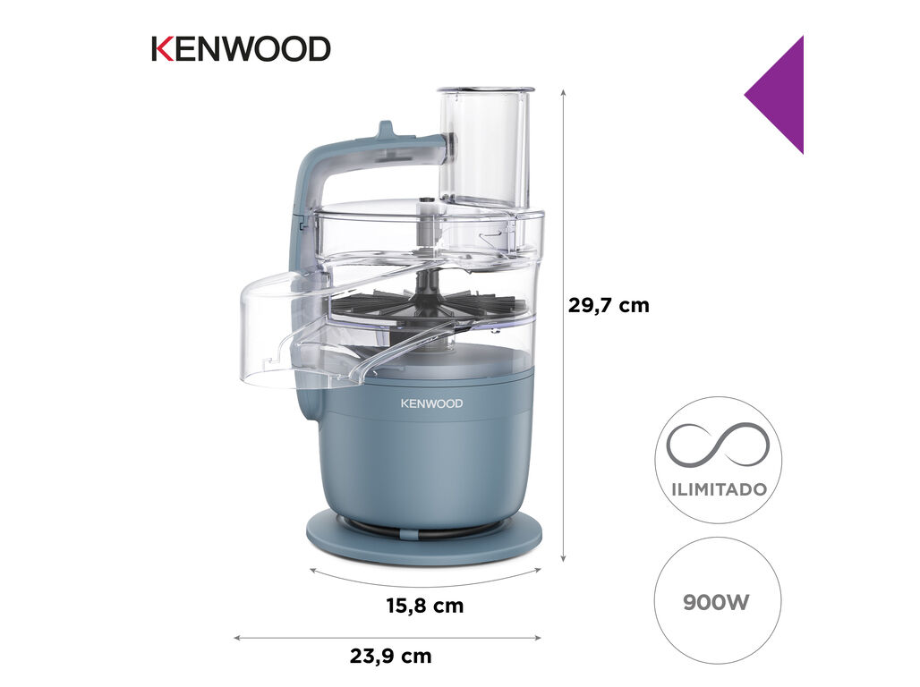 ROCESSADOR DE ALIMENTOS KENWOOD MULTIPRO GO FDP23.140GY AZUL 900W 1.3L image number 4