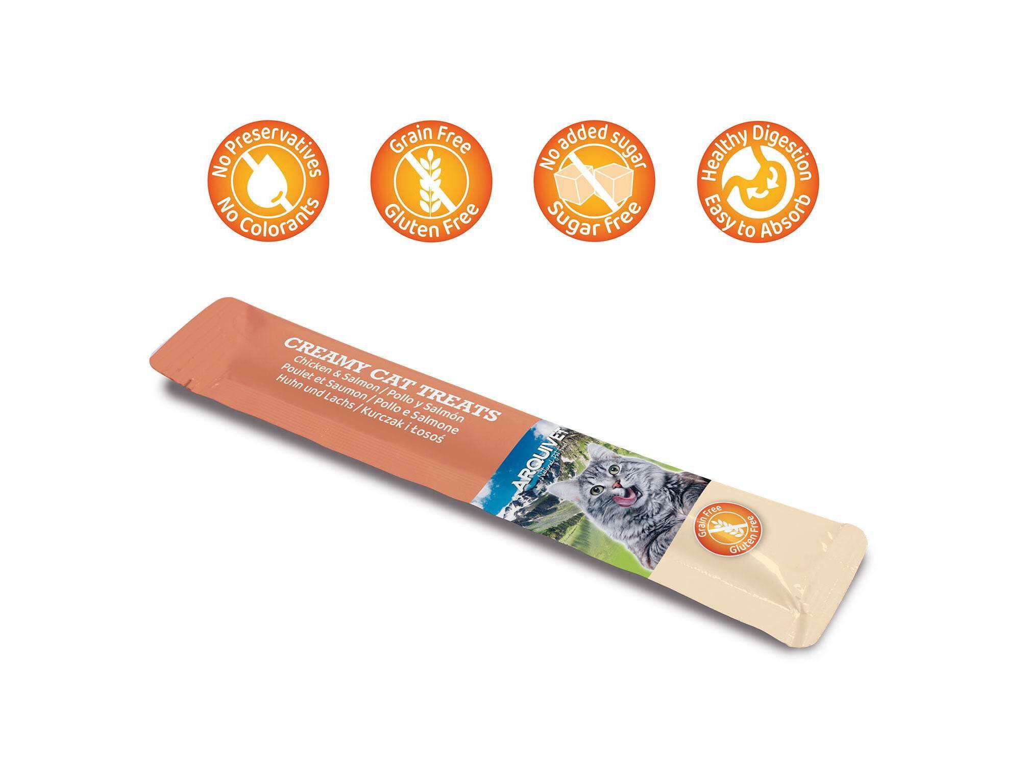 SNACK L&Iacute;QUIDO GATO ARQUIVET FRANGO E SALM&Atilde;O 5X14G image number 1