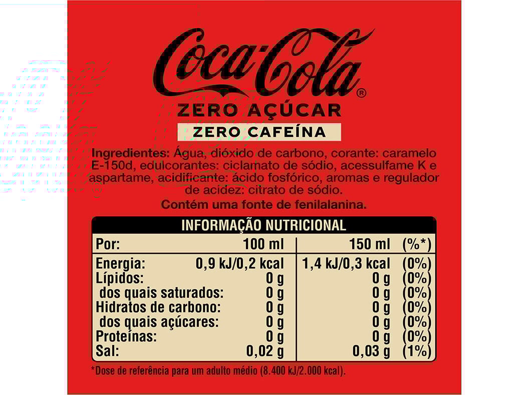REFRIGERANTE C/G&Aacute;S COCA-COLA ZERO CAFE&Iacute;NA ZERO A&Ccedil;&Uacute;CAR 6X0.33L(SDR) image number 1