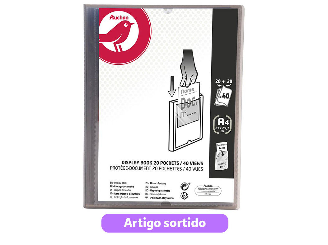 PORTF&Oacute;LIO AUCHAN A4 20+20 BOLSAS CORES SORTIDAS image number 5