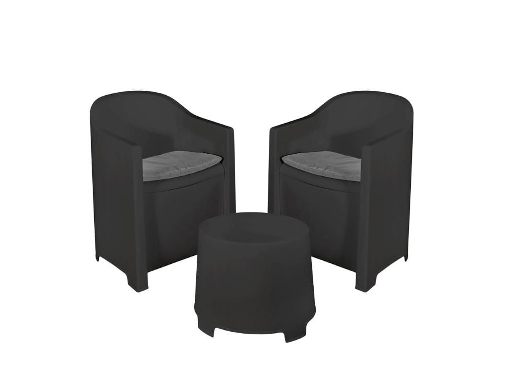 SET LUNA ANTRACITE PROGARDEN ANTRACITE 2 CADEIR&Otilde;ES + MESA APOIO