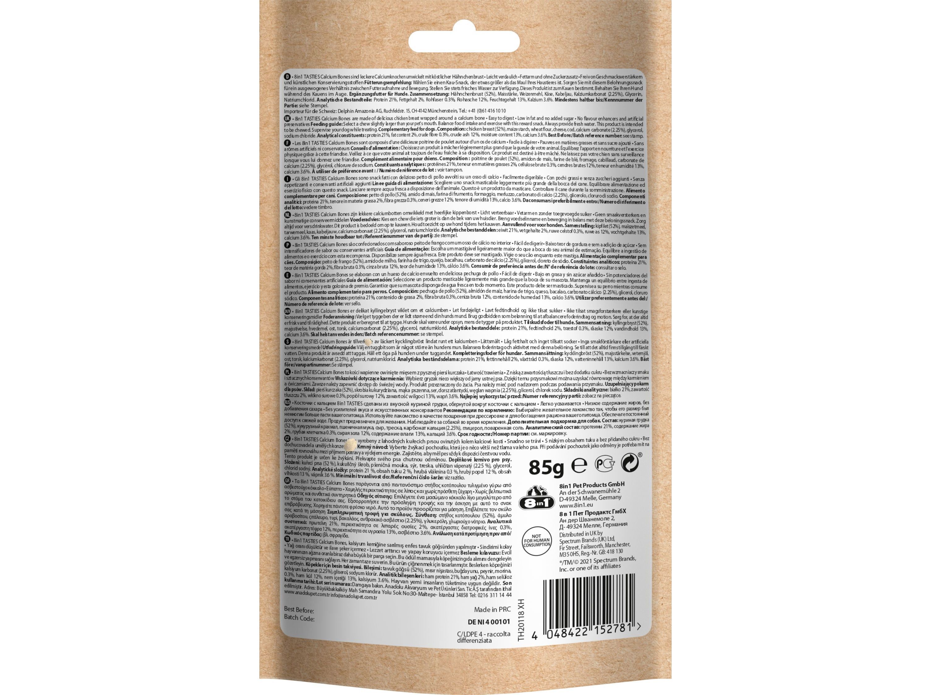 SNACKS C&Atilde;O 8IN1 OSSOS C&Aacute;LCIO 85G image number 1