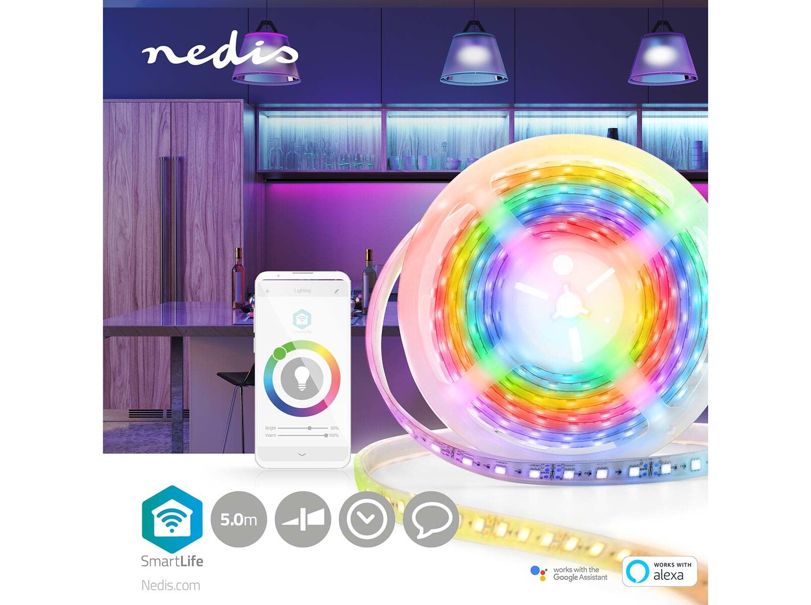 FITA LED NEDIS WIFILS51CRGB MULTICOR 5M image number 1
