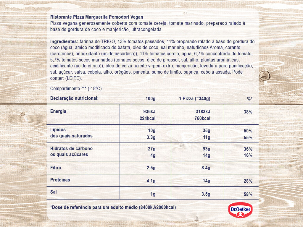 PIZZA RISTORANTE MARGHERITA VEGAN 340G image number 1