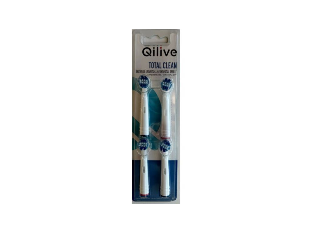 RECARGA ESCOVA DENTES QILIVE 600118551 TOTAL CLEAN X4 image number 1