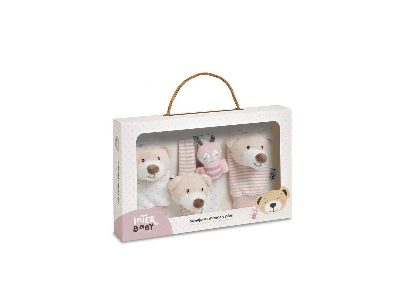 CHOCALHOS DE M&Atilde;O E P&Eacute; INTERBABY URSO ROSA