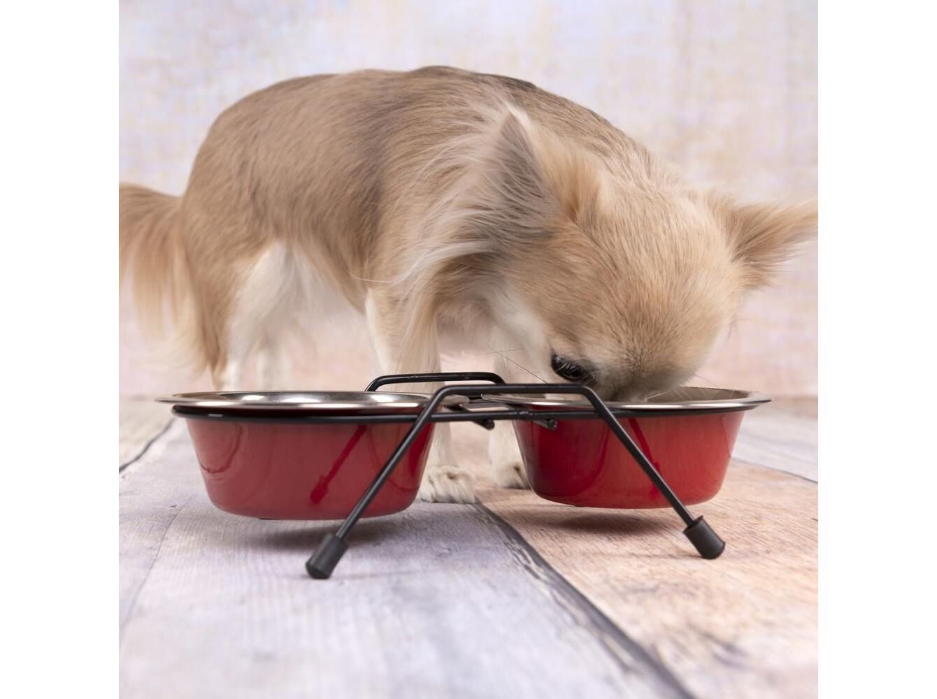 COMEDOURO DUPLO FLAMINGO VERMELHO 13CM 380ML image number 1