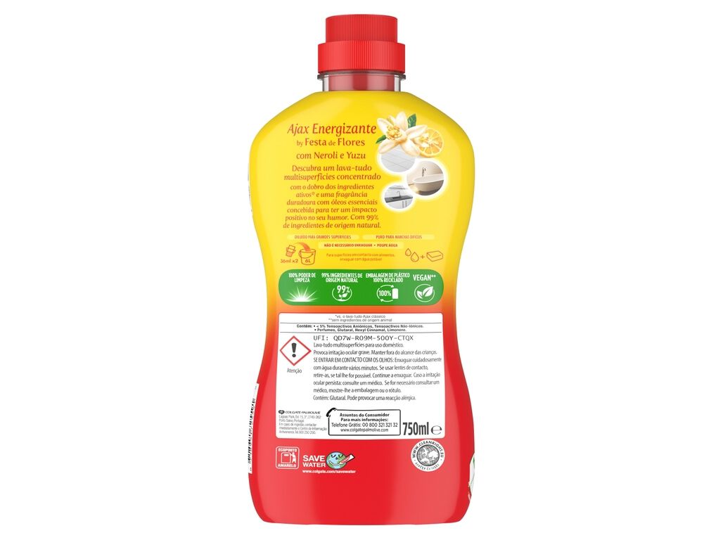 LAVA TUDO AJAX ENERGIZANTE 750 ML image number 1