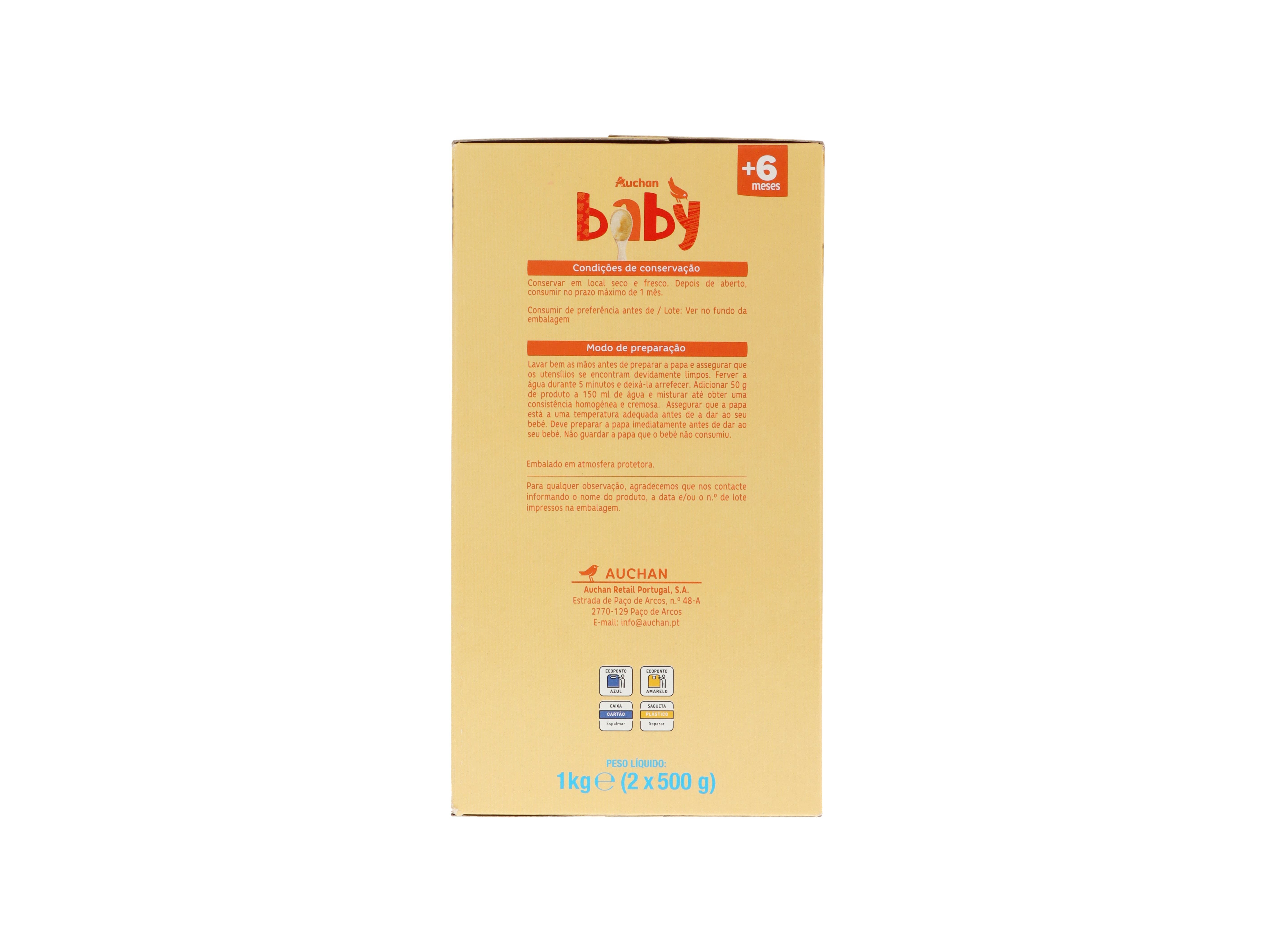 PAPA INFANTIL AUCHAN BABY L&Aacute;CTEA CEREAIS 1KG # image number 2