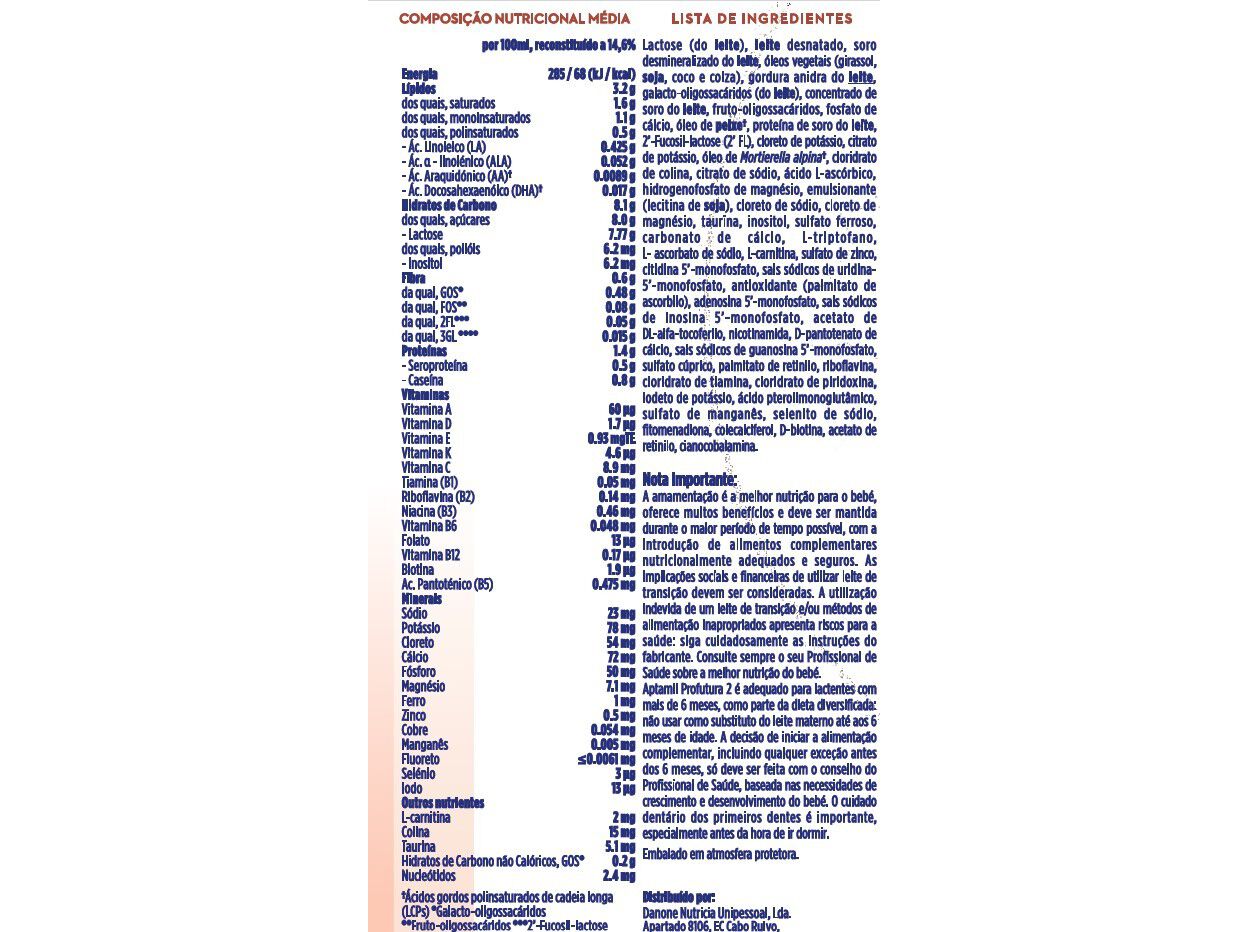 LEITE APTAMIL PROFUTURA 2 800G image number 1