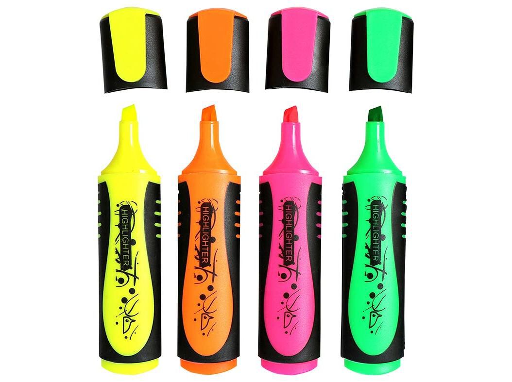 CONJUNTO DE 4 SUBLINHADORES AUCHAN FLUORESCENTE image number 1