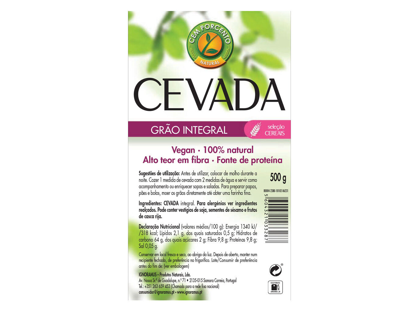 CEVADA CEM PORCENTO GR&Atilde;O 500G image number 1