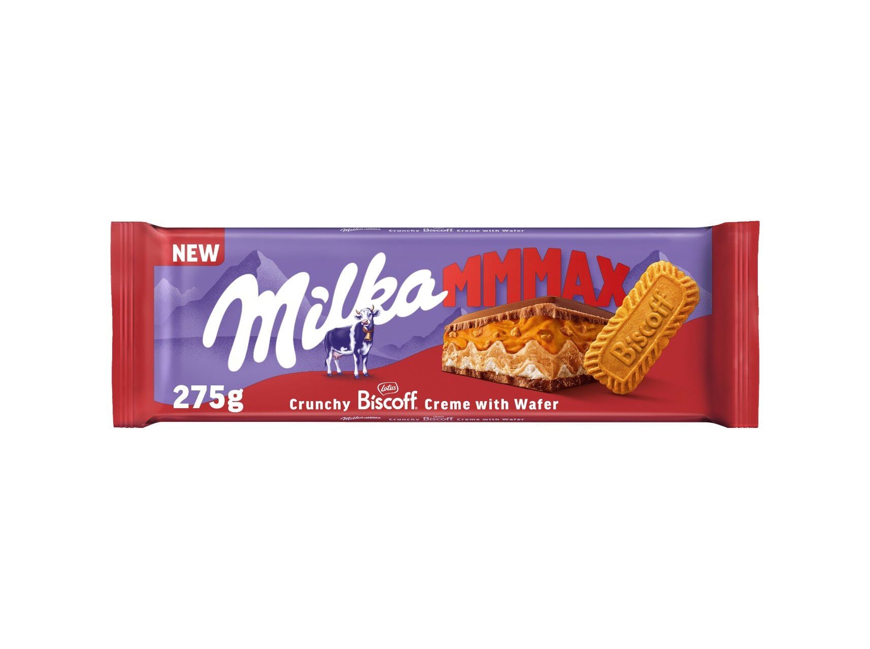 TABLETE CHOCOLATE MILKA DE LEITE RECHEIO BISCOFF 275G