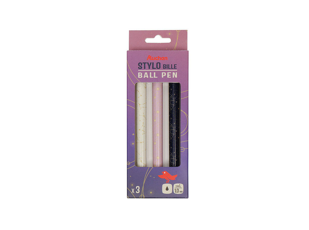 CANETA RETR&Aacute;TIL AUCHAN TINTA PRETA