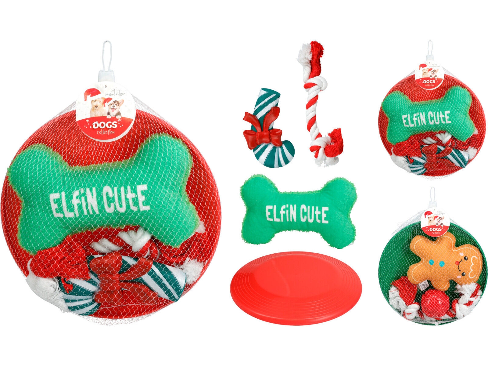 CONJUNTO BRINQUEDOS DOGS COLLECTION NATAL 4 UNIDADES MODELOS SORTIDOS image number 1