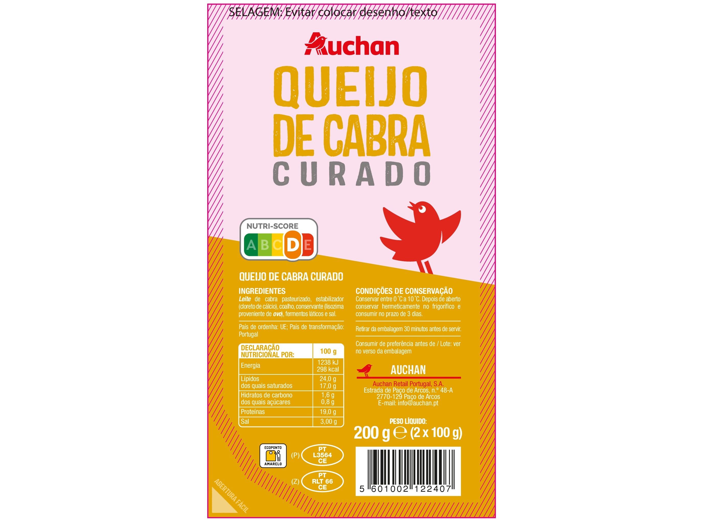 QUEIJO CABRA CURADO AUCHAN 2X100GR image number 0