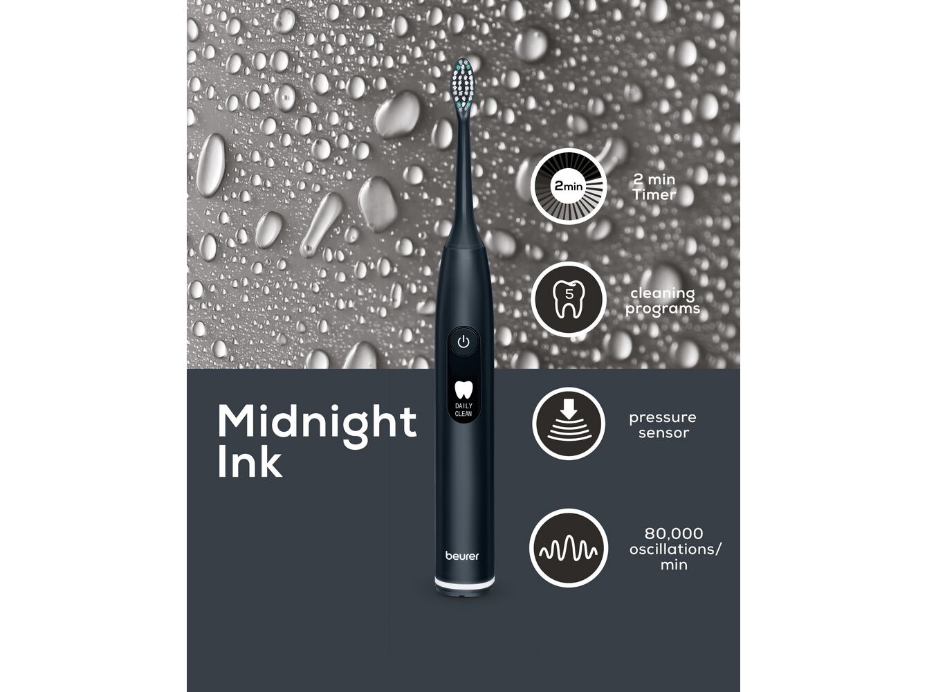 ESCOVA DE DENTES BEURER S&Oacute;NICA PRETO SC50 MIDNIGHTINK image number 2