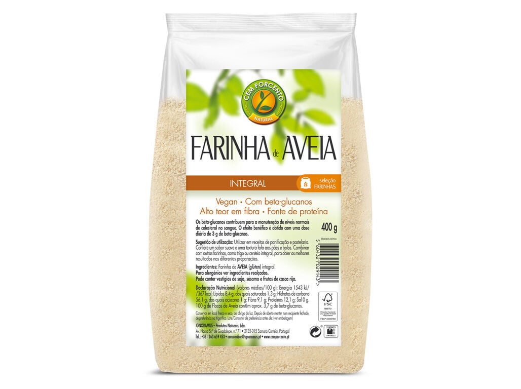 FARINHA CEM PORCENTO AVEIA INTEGRAL 400G
