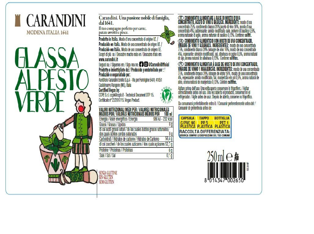 CREME BALS&Acirc;MICO CARANDINI PESTO 250ML image number 1