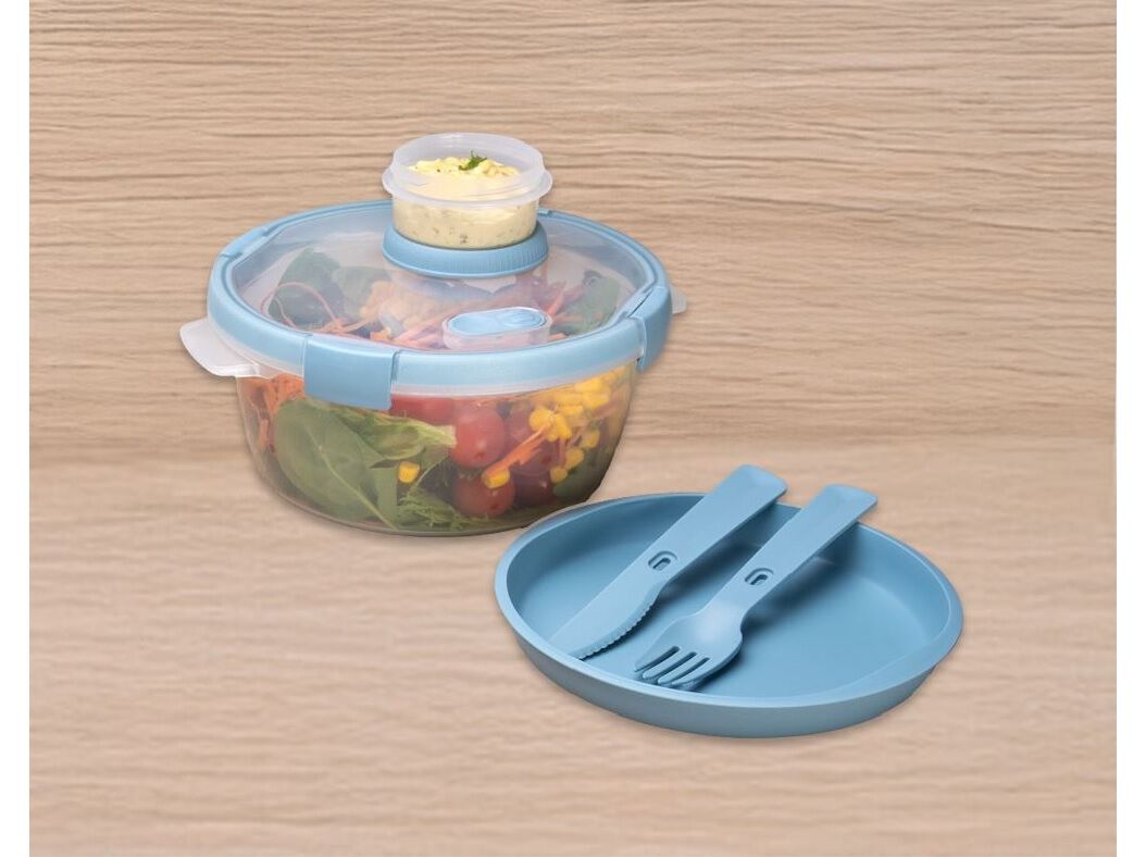 CAIXA PARA SALADAS ACTUEL COM TALHERES E MOLHEIRA 1L image number 1