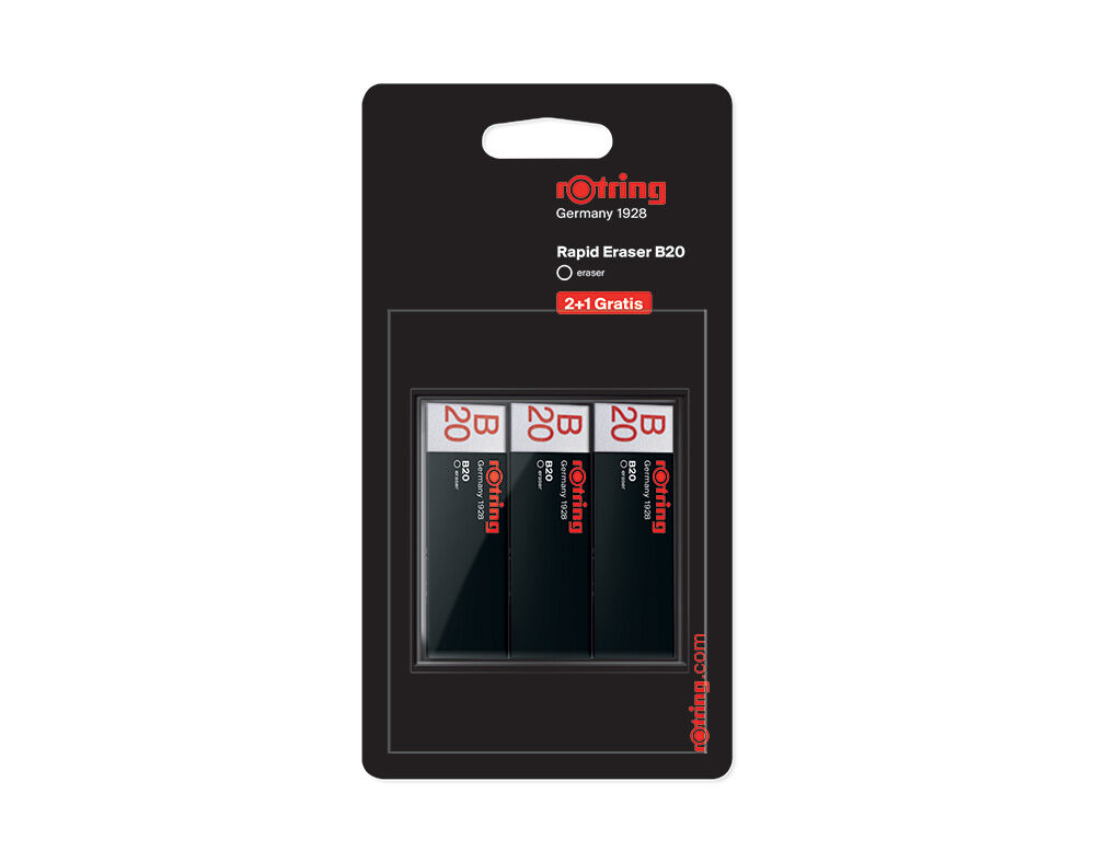 BORRACHA B20 ROTRING BRANCO 2+1 UNIDADES