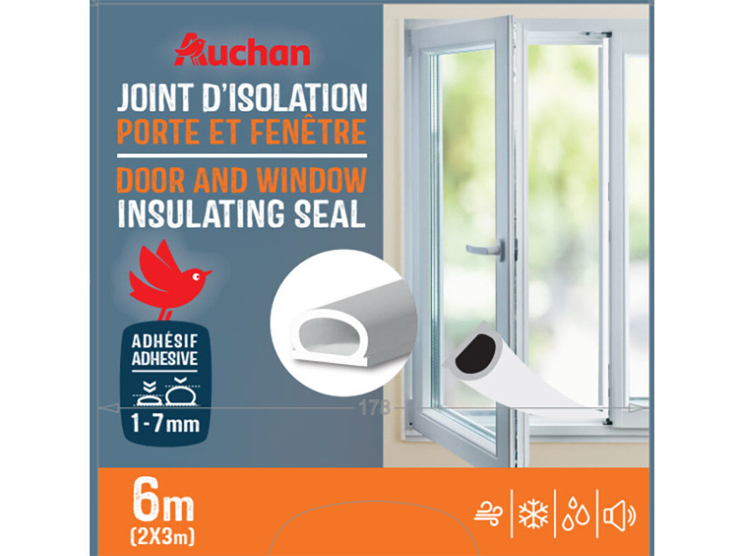 VEDANTE DE BORRACHA AUCHAN PORTAS/JANELAS BRANCO 6MX9MMX1-7MM