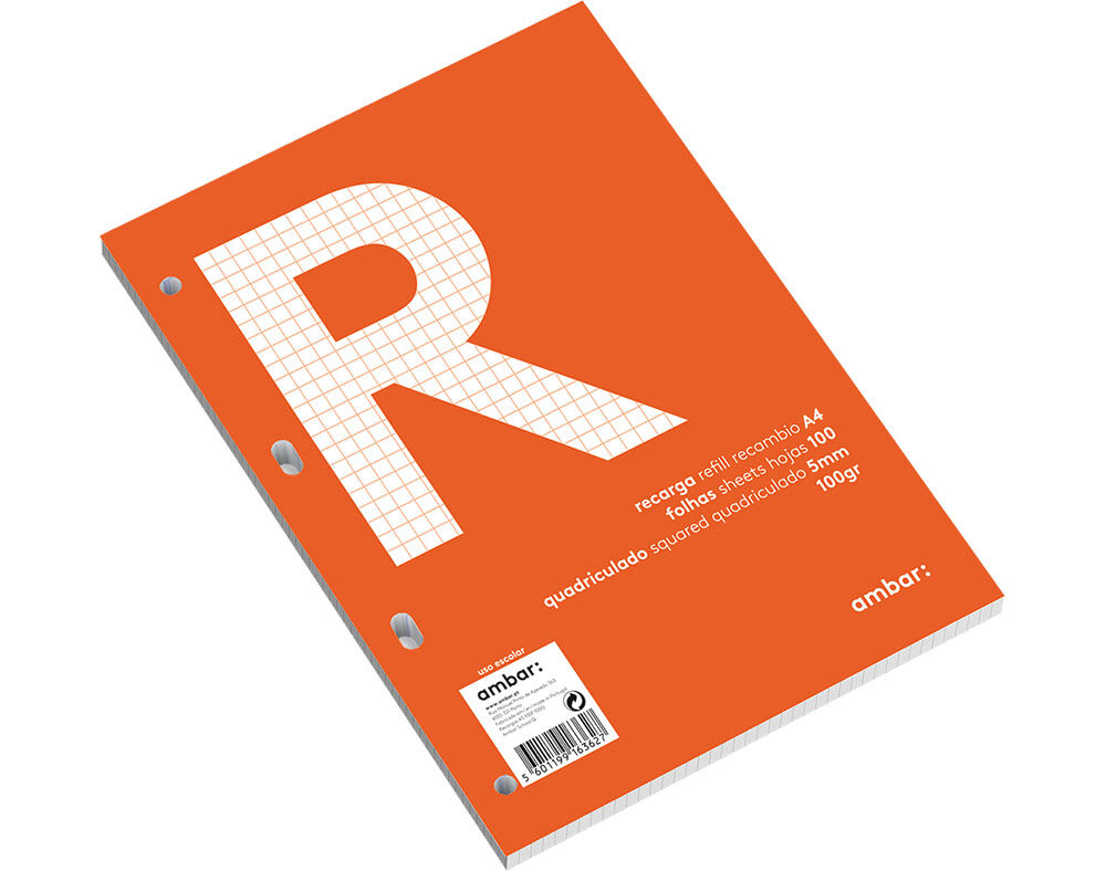 RECARGA DOSSIER AMBAR QUADRICULADO A4 100 FOLHAS 100G