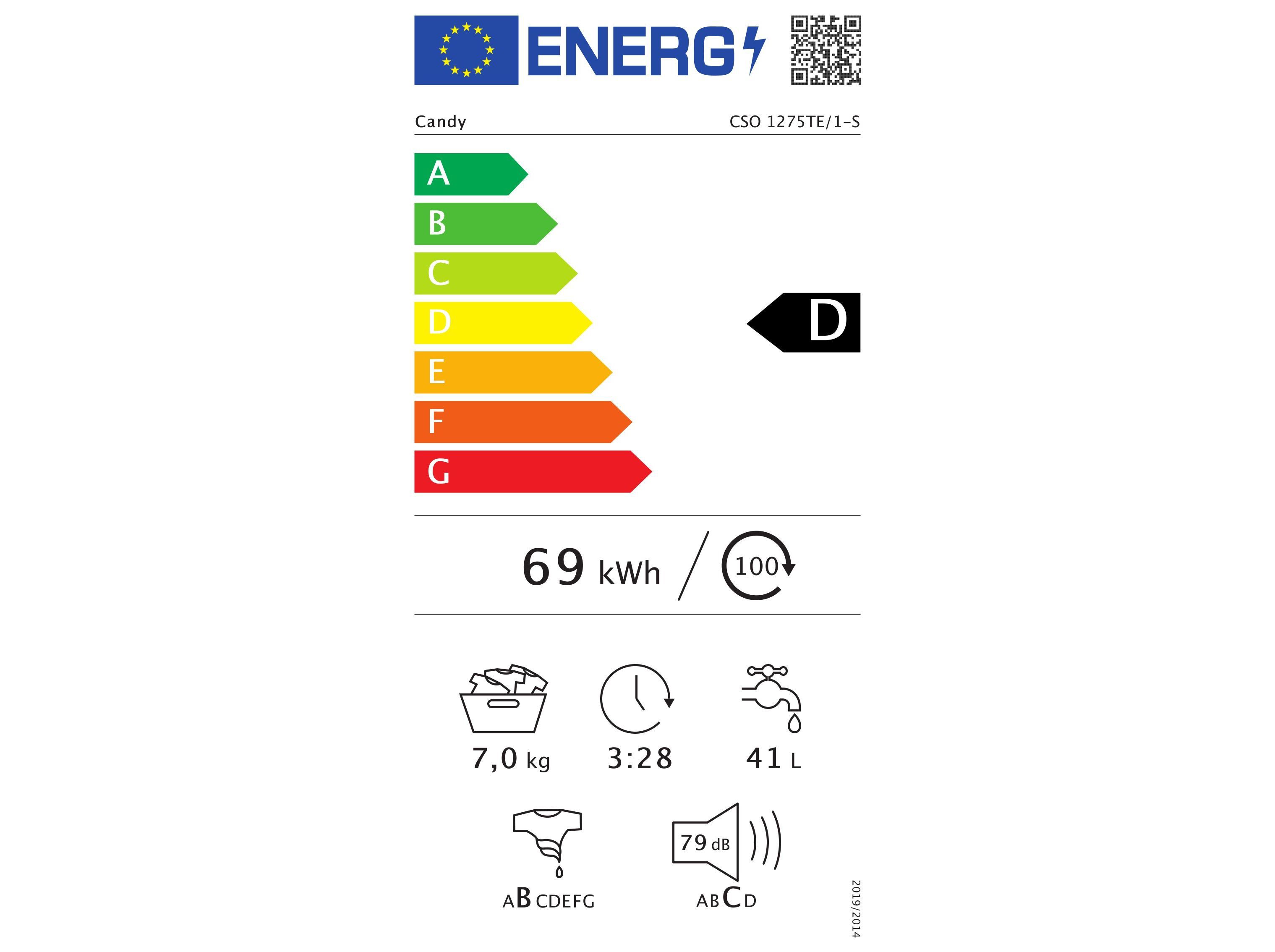 MAQUINA DE LAVAR ROUPA CANDY CSO 1275TE/1-S BRANCO D 7KG image number 3