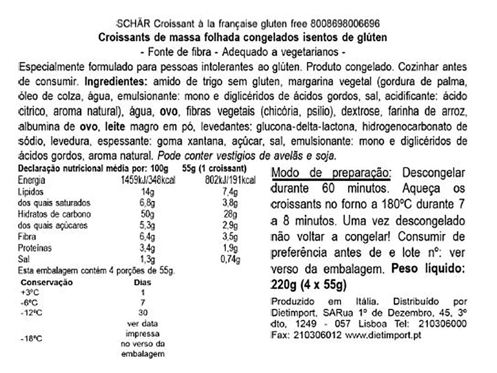 CROISSANT SCHAR SEM GL&Uacute;TEN (4X55G) 220G image number 1