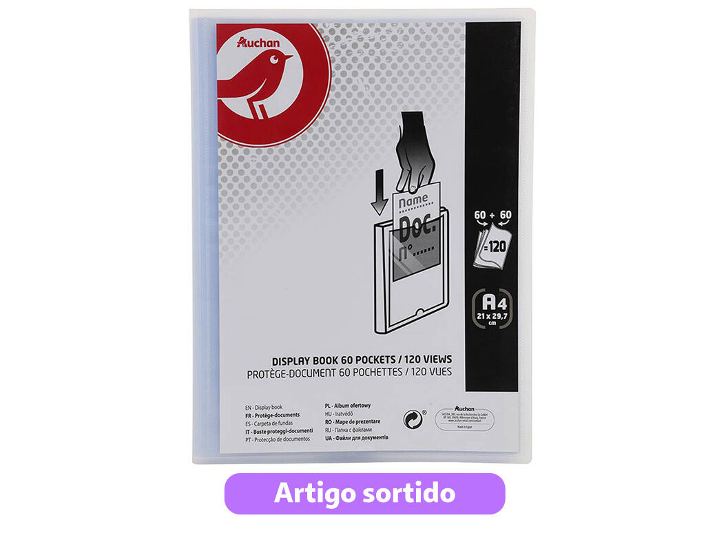 PORTF&Oacute;LIO AUCHAN A4 60+60 BOLSAS CORES SORTIDAS image number 7
