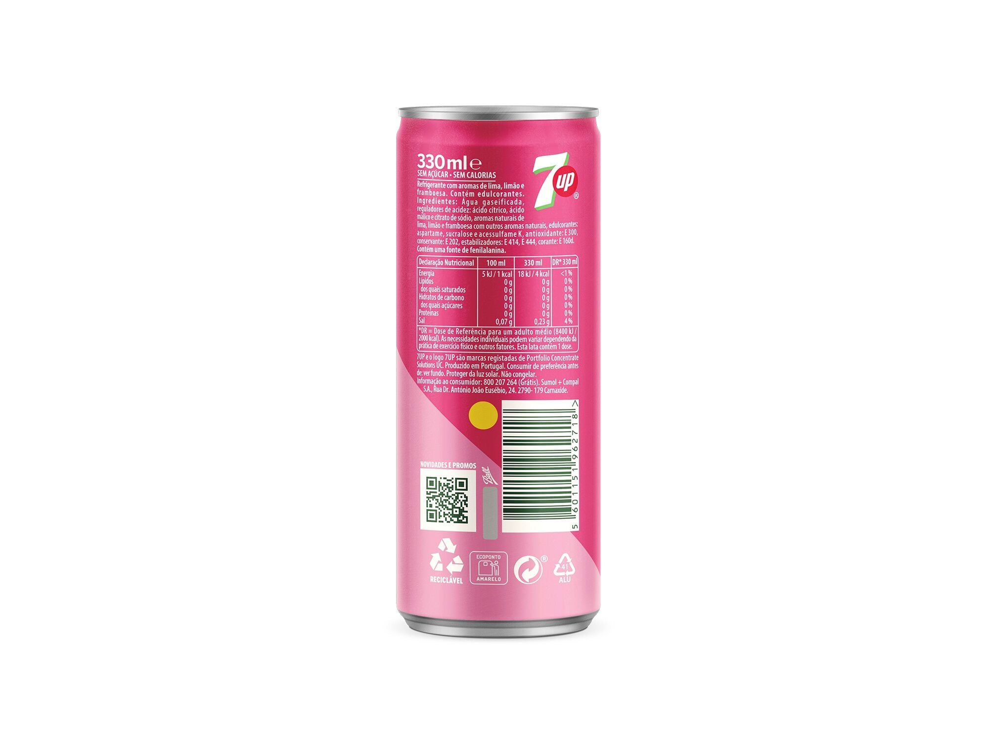 REFRIGERANTE C/ G&Aacute;S 7UP ZERO PINK LATA 0.33L (SDR) image number 1