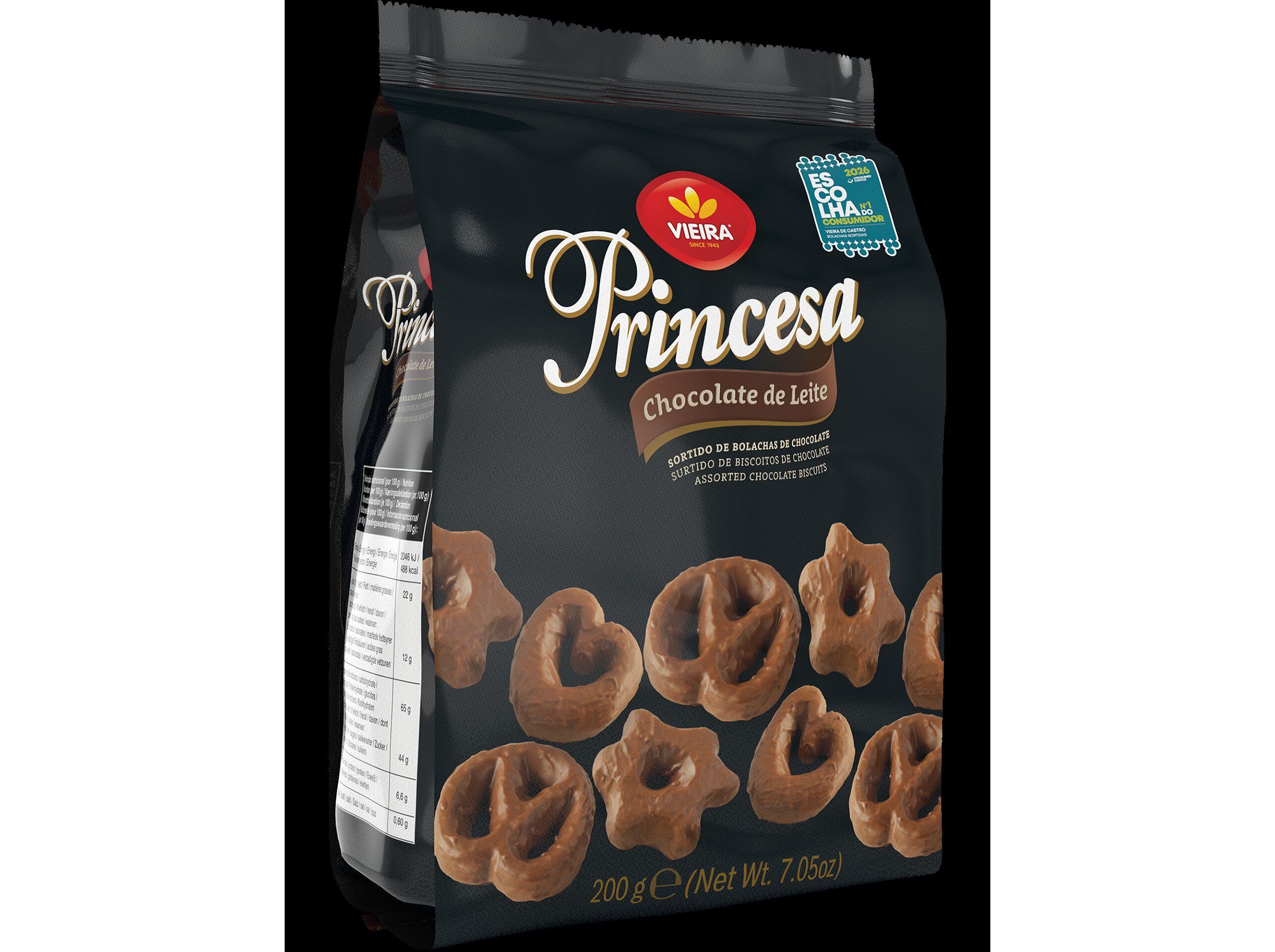 BOLACHAS VIEIRA DE CASTRO SORTIDO PRINCESA CHOCOLATE 200G image number 1