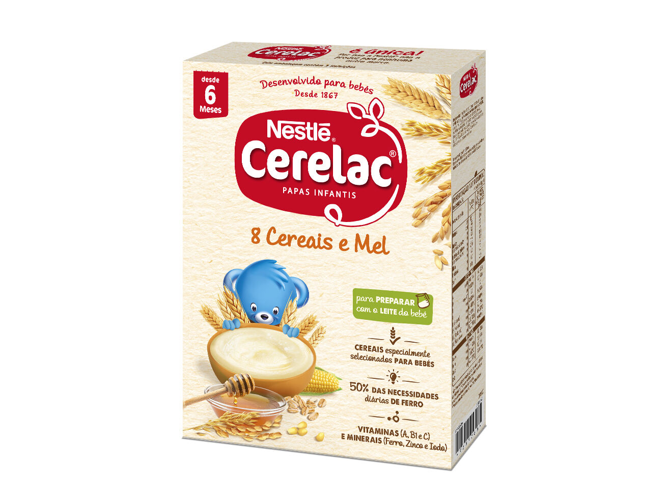 FARINHA N&Atilde;O L&Aacute;CTEA CERELAC 8 CEREAIS E MEL 250G image number 0