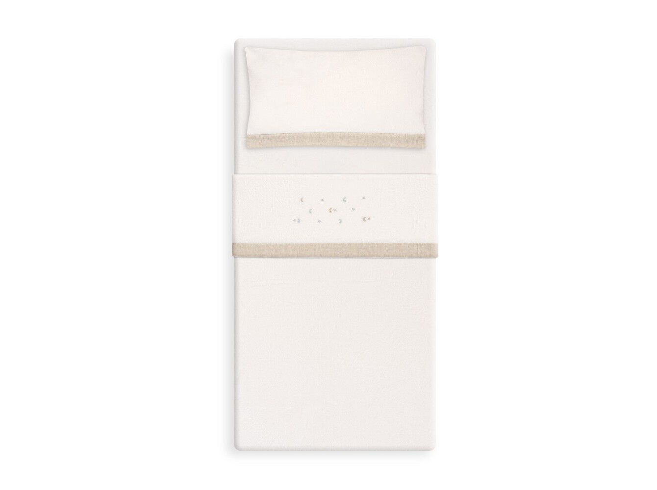 CONJUNTO LEN&Ccedil;OIS CAMA INTERBABY CORALINA BEGE/BRANCO image number 1