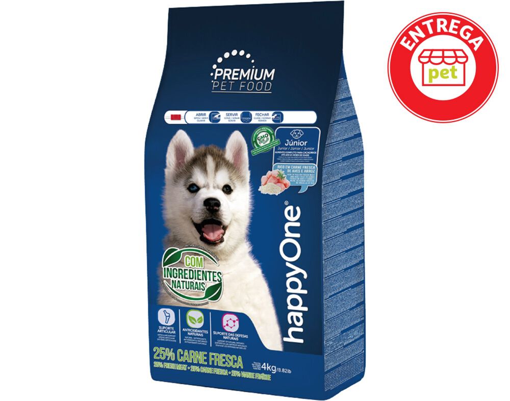 RA&Ccedil;&Atilde;O PARA C&Atilde;O HAPPYONE PREMIUM J&Uacute;NIOR CARNE FRESCA 4KG image number 1