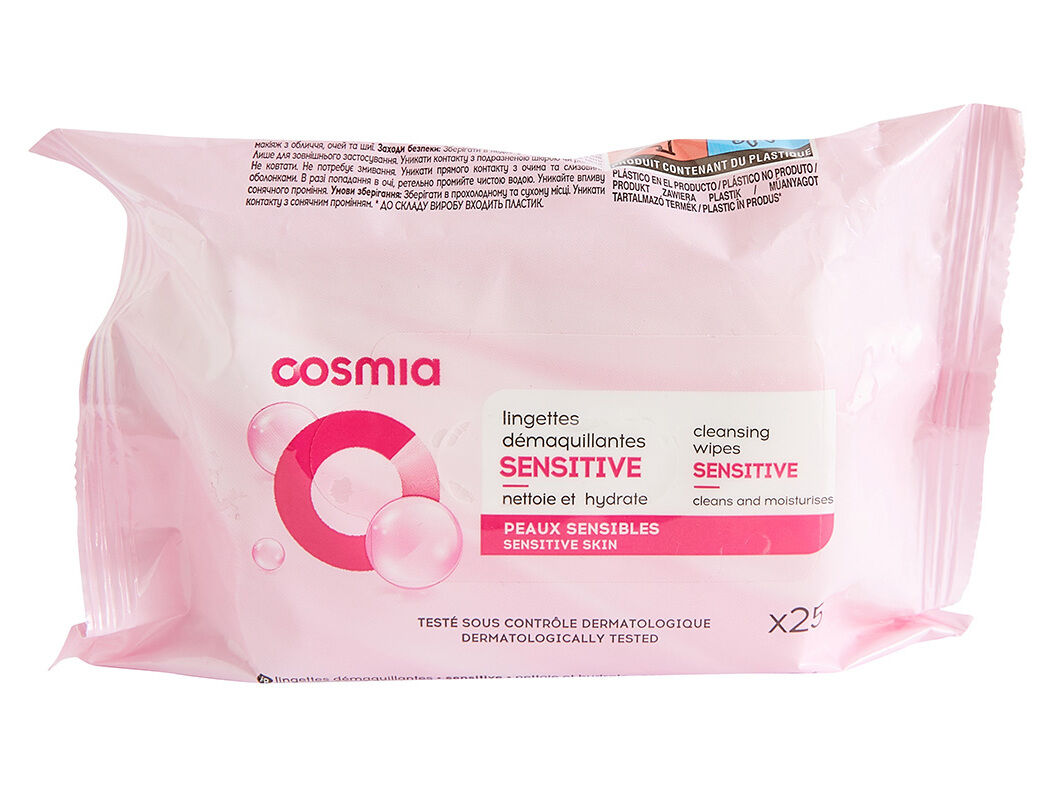 TOALHITAS COSMIA DESMAQUILHANTES SENSITIVE PELES SENS&Iacute;VEIS 25UN