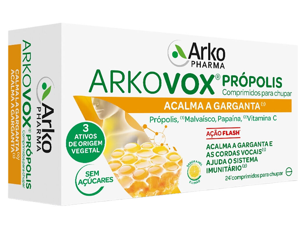 PASTILHAS ARKOVOX PROPOLIS MEL E LIM&Atilde;O 24UN