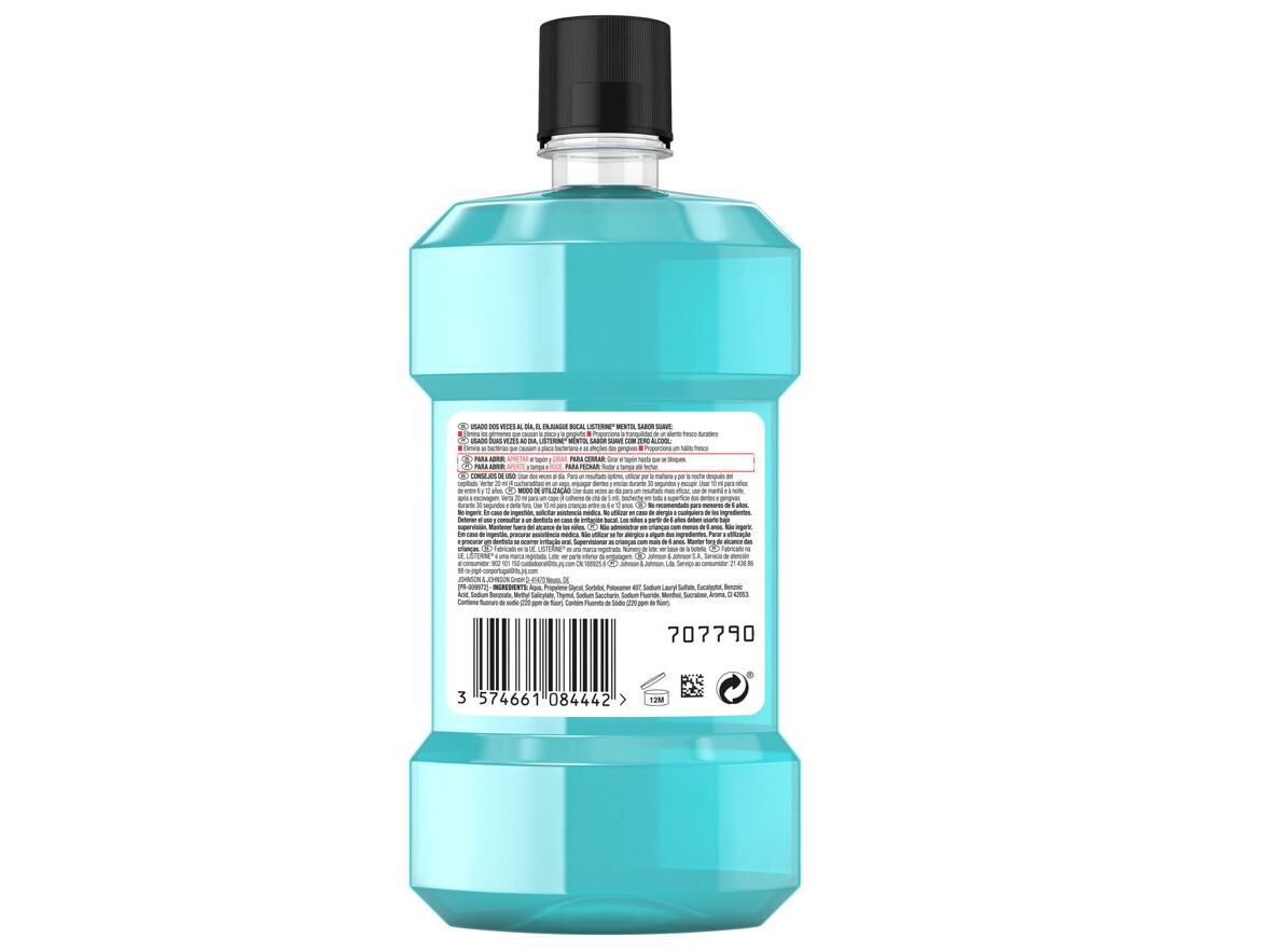 ELIXIR LISTERINE MENTOL SUAVE 250ML image number 1