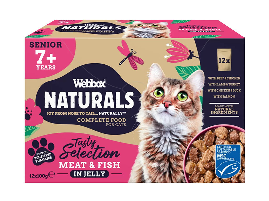 COMIDA H&Uacute;MIDA PARA GATO NATURAL WEBBOX PARA GATOS SENIORES 12X100G image number 0