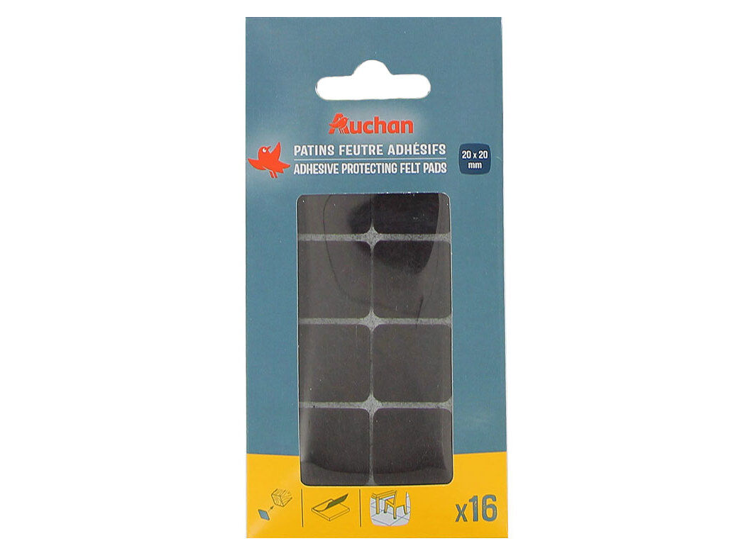 FELTROS PROTECTORES AUCHAN CASTANHOS ADESIVOS 16 PE&Ccedil;AS 20X20MM image number 0