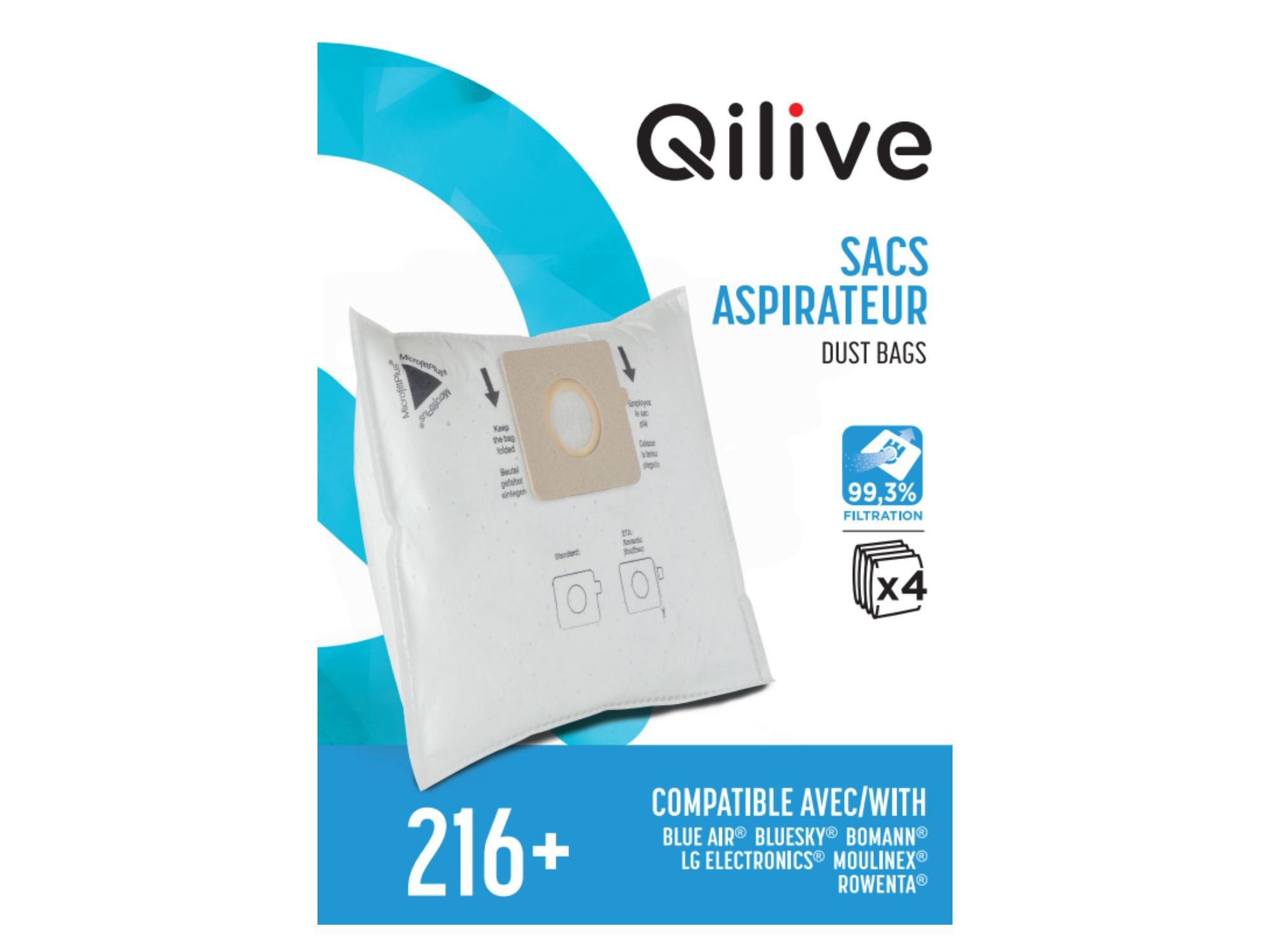 SACOS DE ASPIRADOR QILIVE 216+ PACK 4