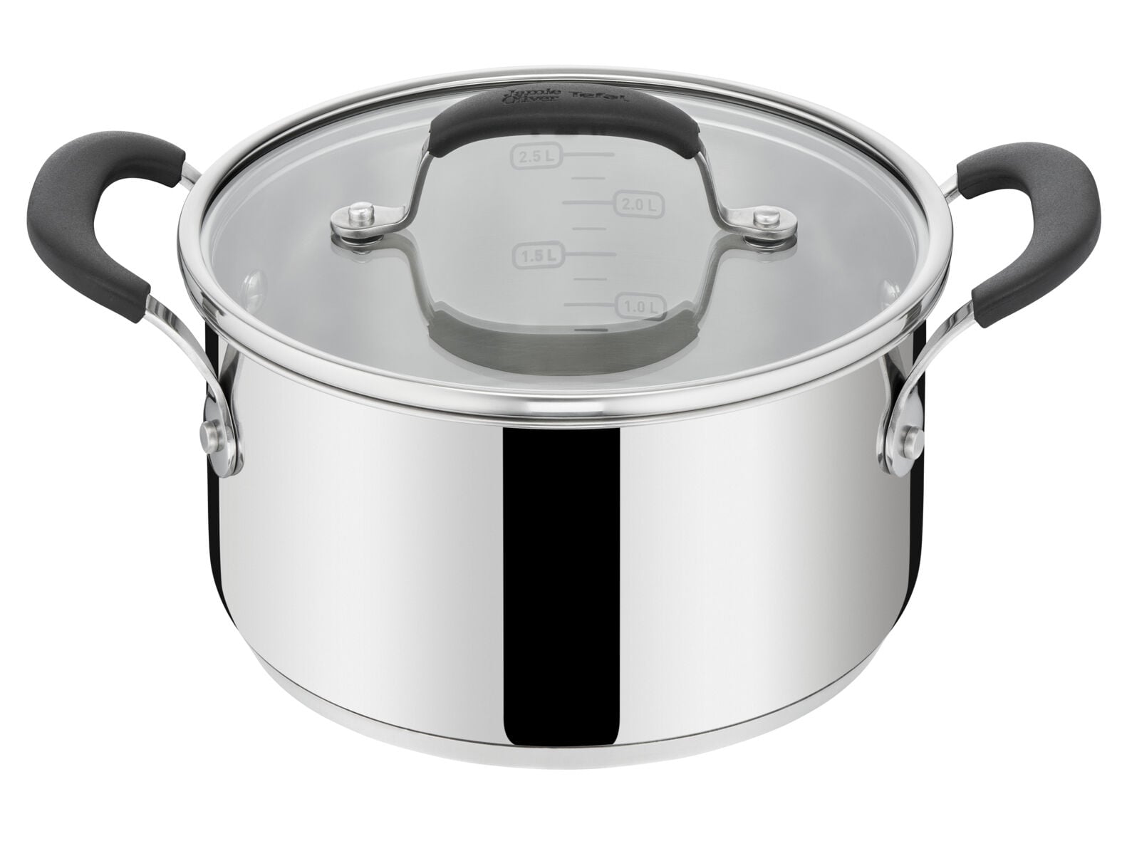 TREM DE COZINHA TEFAL JAMIE OLIVER EM INOX COM TAMPAS DE VIDRO  CA&Ccedil;AROLA 16 CM E TACHOS 20/24 CM image number 3