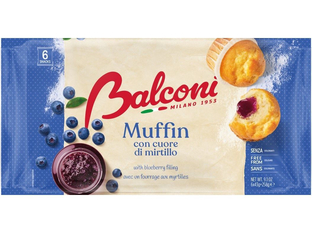 MUFFIN BALCONI RECHEIO DE MIRTILO 258 G