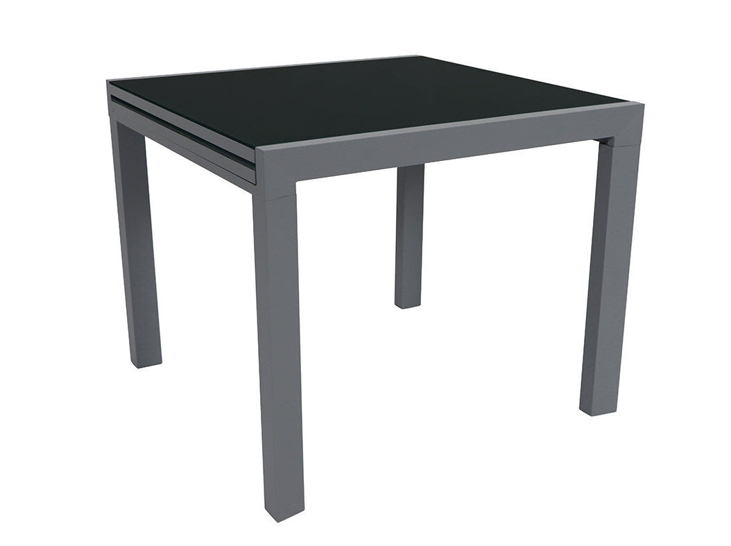 MESA EXTENS&Iacute;VEL GARDENSTAR ALUMINIO/VIDRO PRETO 90/180X90XH75CM