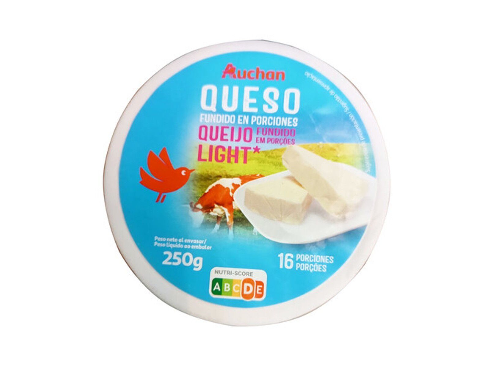 QUEIJO FUNDIDO LIGHT AUCHAN 16 POR&Ccedil;&Otilde;ES 250G