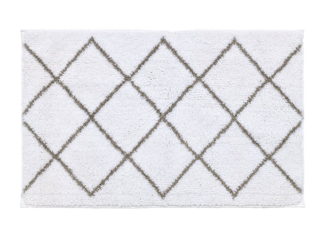 TAPETE CASA BANHO ACTUEL LOSA MICROFIBRA RECICLADO CINZENTO/BRANCO 50X80CM