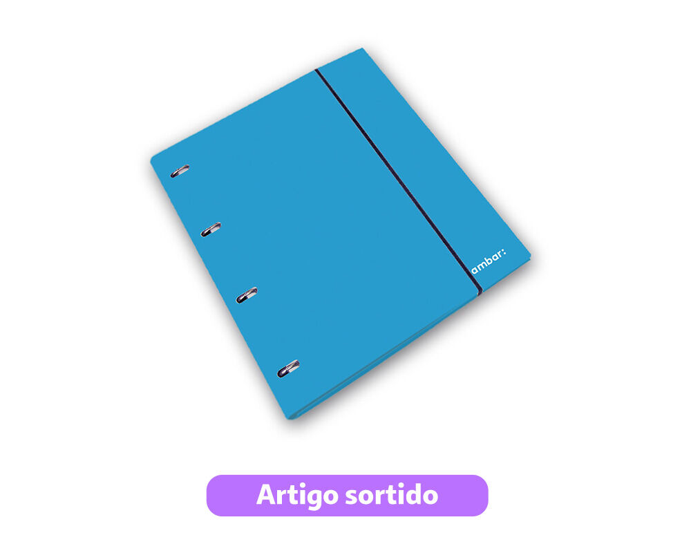 CAPA A4 AMBAR COM 4 ARGOLAS RECARGA E SEPARADORES CORES SORTIDAS image number 2