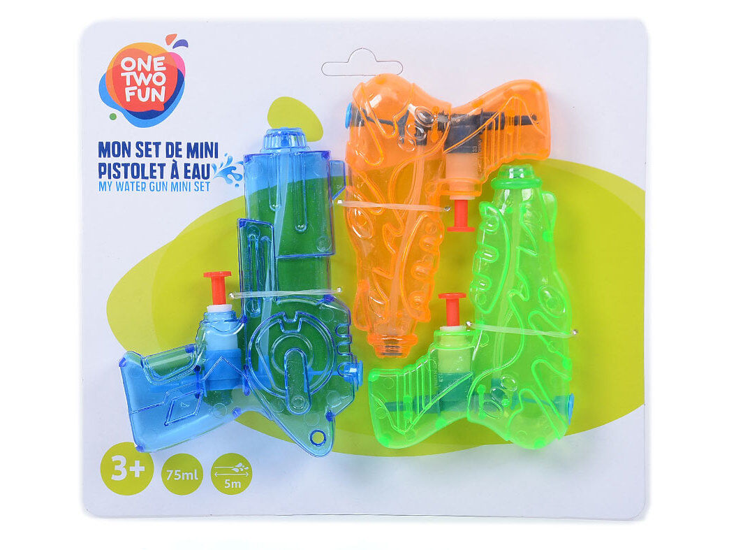 CONJUNTO DE 3 PISTOLAS DE &Aacute;GUA ONE TWO FUN 11CM