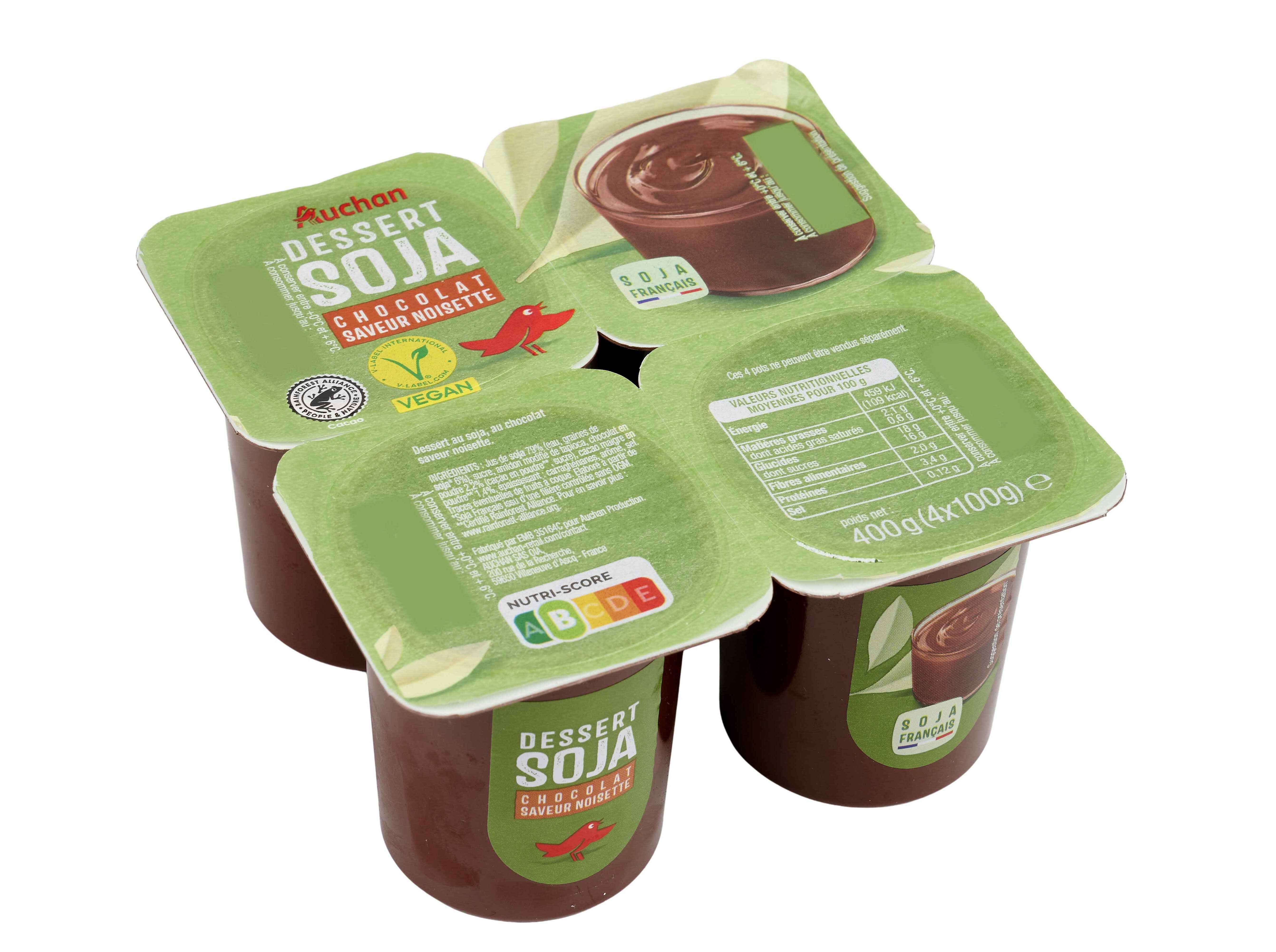 SOBREMESA AUCHAN SOJA CHOCOLATE E AVEL&Atilde; 4X100G image number 0